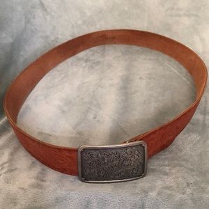 Brown leather belt by Fossil